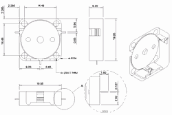 Three quarter inch by inch drop in isolator outline drawing
